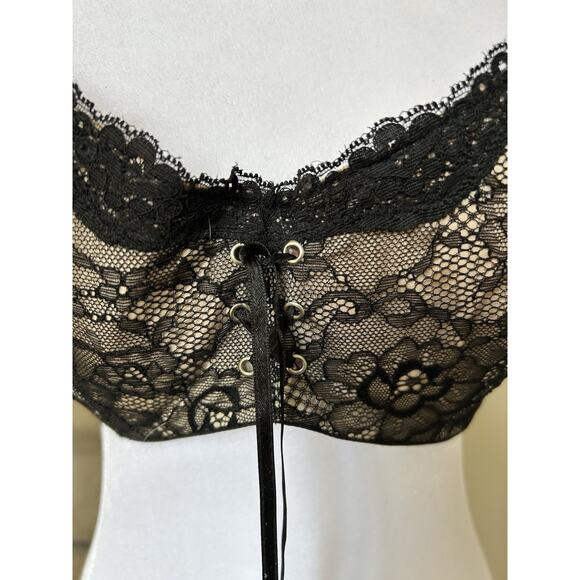 VTG Black Lace Bra 36DDD Sexy Witchygoth Goth Vamp Steampunk 90s Y2K Fredricks - Picture 2 of 7
